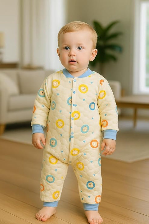 Kids Cartoon Print Winter Warm Footless Romper