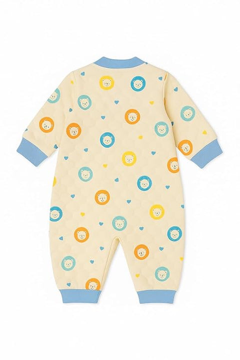 Kids Cartoon Print Winter Warm Footless Romper