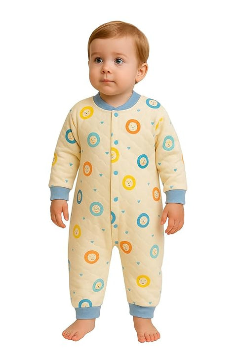 Kids Cartoon Print Winter Warm Footless Romper