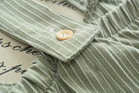 Kids Cotton Printed T-shirt & Striped Dungaree Set
