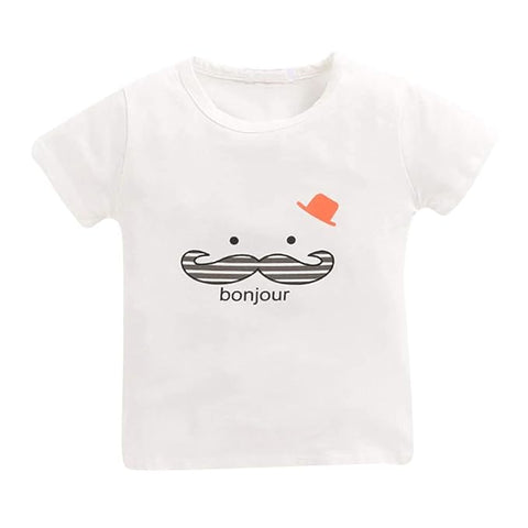 Kids Cotton Printed T-shirt & Striped Dungaree Set