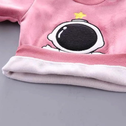 Kids Astronaut Print Sweatshirt Jacket & Pant 3 -piece Set