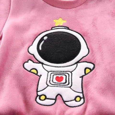 Kids Astronaut Print Sweatshirt Jacket & Pant 3 -piece Set