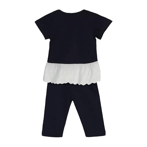 Girls Cotton Printed Swan Patch T-shirt & Pant Set