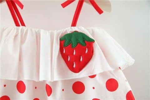 Girls Polka Dot Print Shoulder Straps Mini Dress With Hat