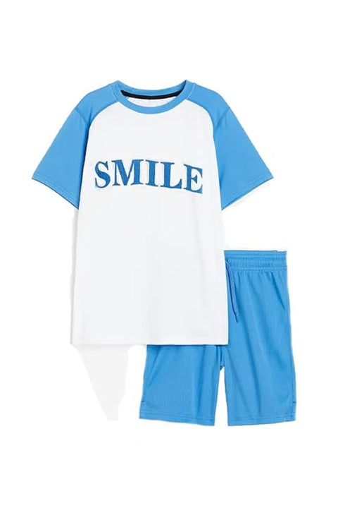 Kids Smile Print Stretchable  T-shirt & Short Set