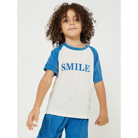 Kids Smile Print Stretchable  T-shirt & Short Set