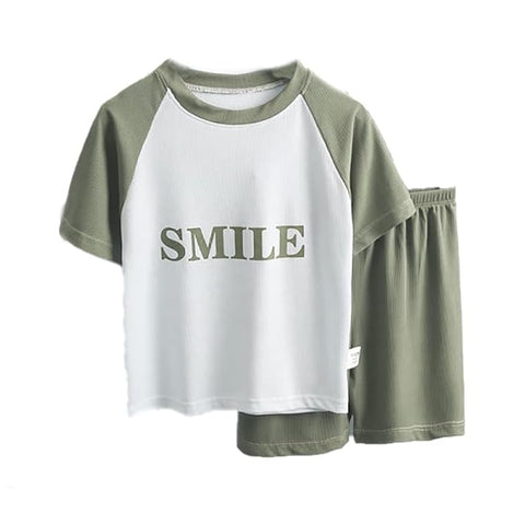 Kids Smile Print Stretchable  T-shirt & Short Set