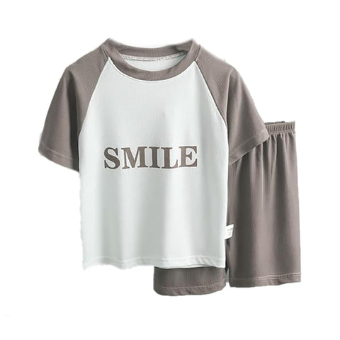 Kids Smile Print Stretchable  T-shirt & Short Set