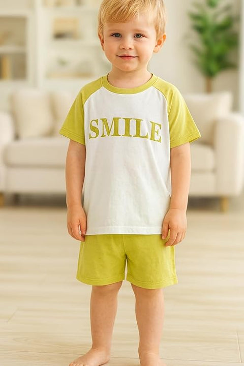 Kids Smile Print Stretchable  T-shirt & Short Set