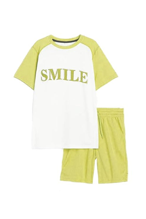Kids Smile Print Stretchable  T-shirt & Short Set