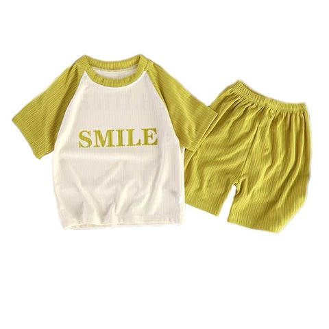 Kids Smile Print Stretchable  T-shirt & Short Set