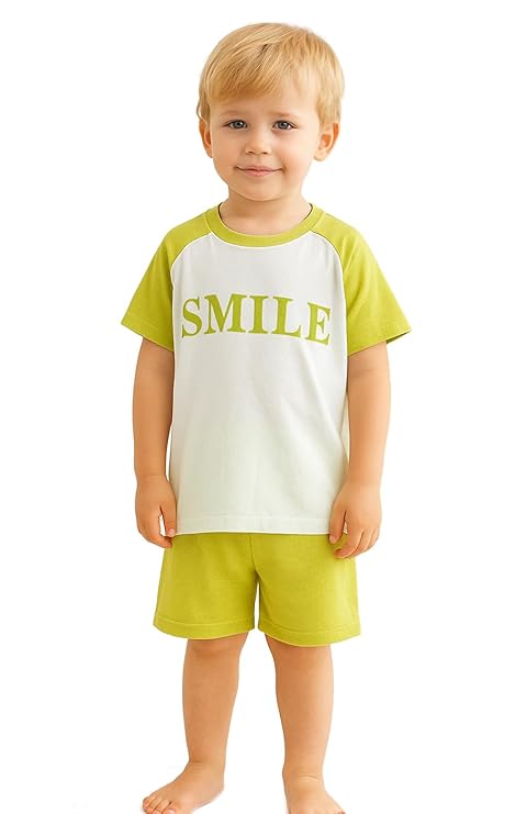 Kids Smile Print Stretchable  T-shirt & Short Set