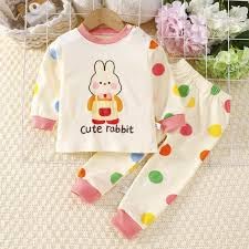 Kids Cute Bunny Print Pink T-shirt & Pyjama Set