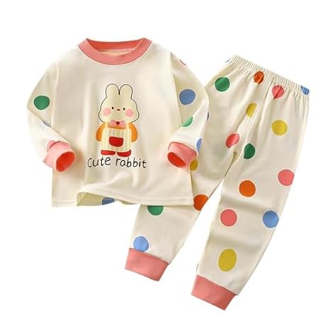 Kids Cute Bunny Print Pink T-shirt & Pyjama Set