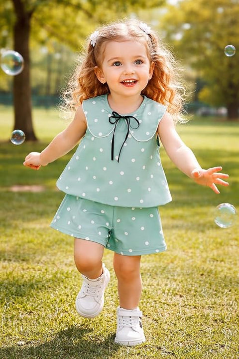 Girls Polka Dot Print Short Set