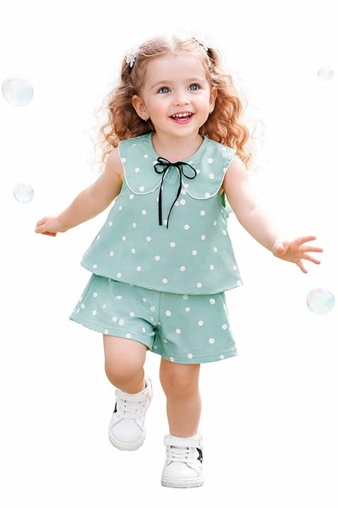 Girls Polka Dot Print Short Set