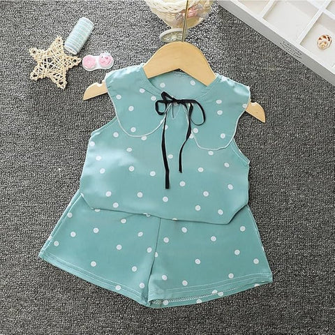 Girls Polka Dot Print Top & Short Set