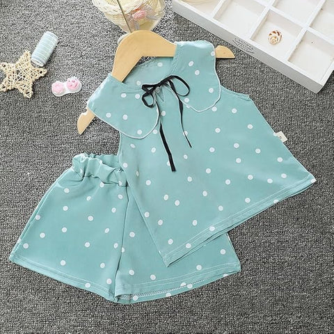 Girls Polka Dot Print Top & Short Set