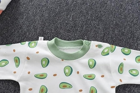 Kids All-over Avocado Print T-shirt & Solid Pajama Set
