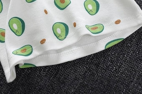 Kids All-over Avocado Print T-shirt & Solid Pajama Set