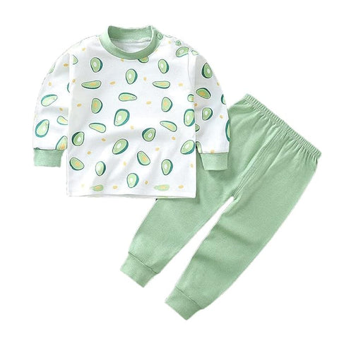 Kids All-over Avocado Print T-shirt & Solid Pajama Set