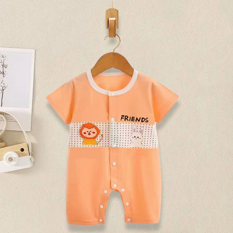 Half Sleeve Pure Cotton Cartoon Printed Onesie Romper Bodysuit for Newborn to Infant Kids