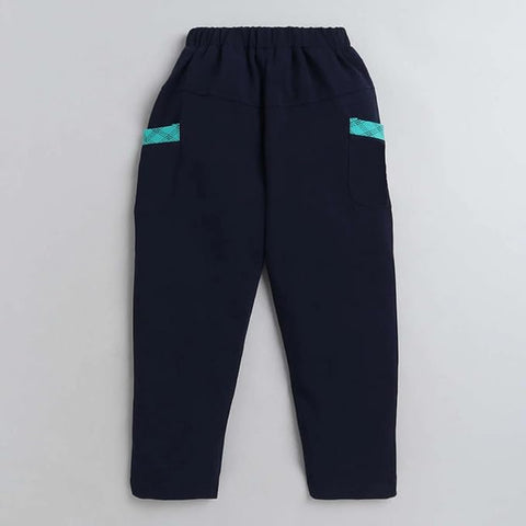 Cotton Printed Check Full Sleeve Jacket Attached T-Shirt Pant Clothing Set For Boy's