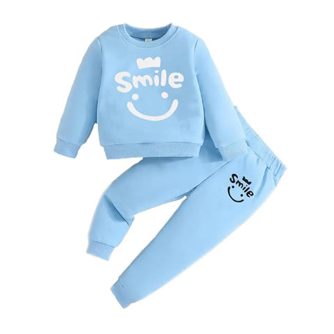 Kids Smile Print Sweatshirt & Pant Set