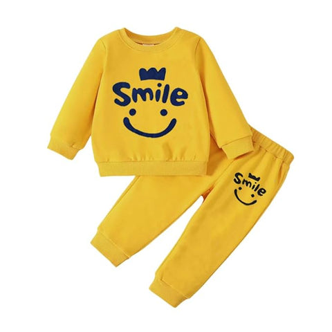 Kids Smile Print Sweatshirt & Pant Set
