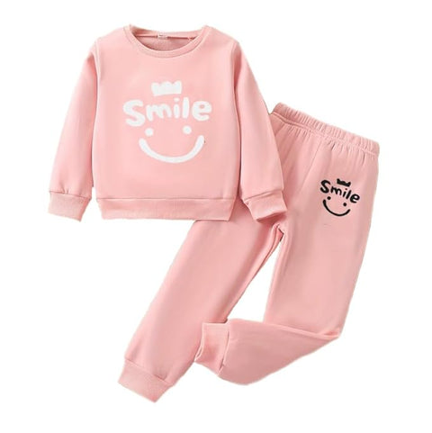 Kids Smile Print Sweatshirt & Pant Set