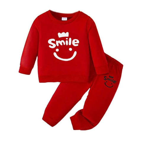 Kids Smile Print Sweatshirt & Pant Set