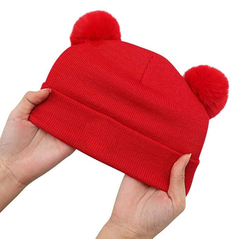 Bear Style Kids Winter Wool Warm Pom-pom Ears Cap Beanie Hat and Muffler