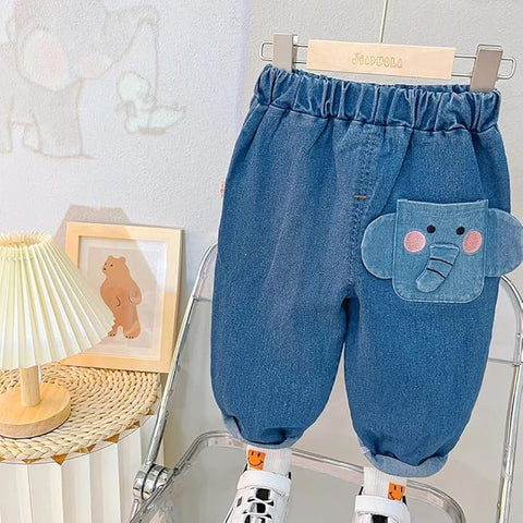Kids Elephant Themed Sweatshirt & Denim Pant Set