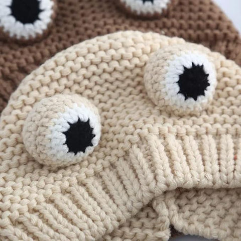 Kids Winter Warm Wool Knitted Cute Froggy Ear Cartoon Cap Beanie Hat Topa