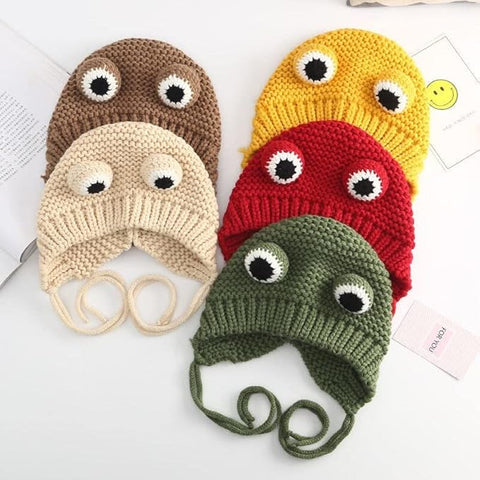 Kids Winter Warm Wool Knitted Cute Froggy Ear Cartoon Cap Beanie Hat Topa