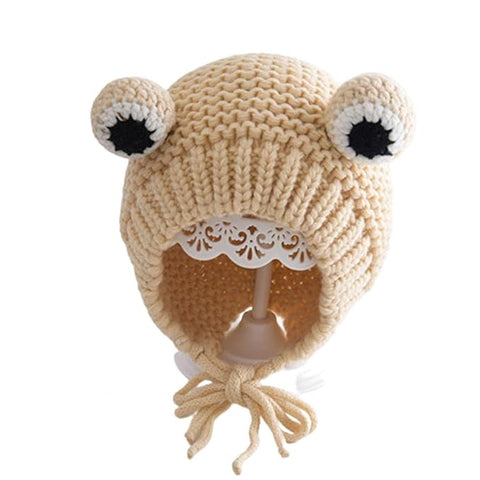 Kids Winter Warm Wool Knitted Cute Froggy Ear Cartoon Cap Beanie Hat Topa