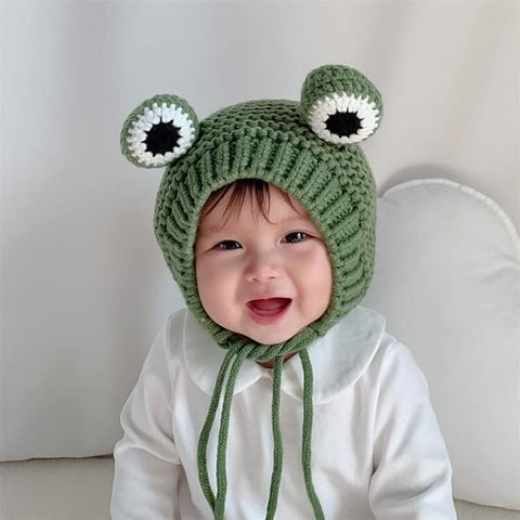 Kids Winter Warm Wool Knitted Cute Froggy Ear Cartoon Cap Beanie Hat Topa