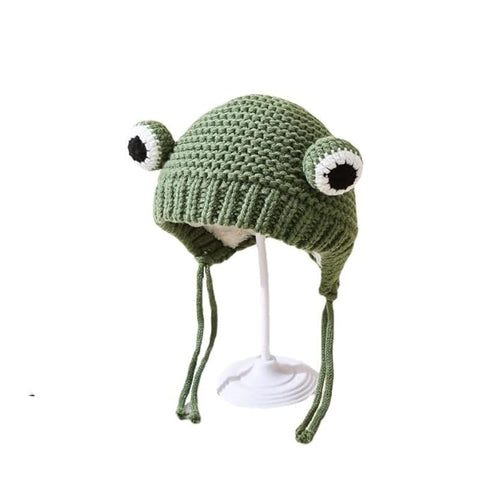 Kids Winter Warm Wool Knitted Cute Froggy Ear Cartoon Cap Beanie Hat Topa