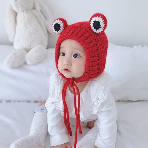 Kids Winter Warm Wool Knitted Cute Froggy Ear Cartoon Cap Beanie Hat Topa