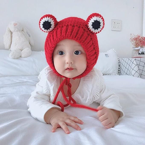 Kids Winter Warm Wool Knitted Cute Froggy Ear Cartoon Cap Beanie Hat Topa
