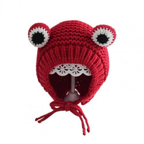 Kids Winter Warm Wool Knitted Cute Froggy Ear Cartoon Cap Beanie Hat Topa