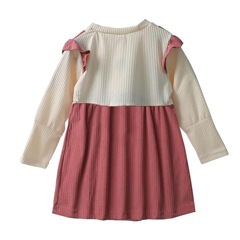 Full Sleeve Winter Woolen Mini Dress Frock with Detachable Soft Plush Toy for Girls