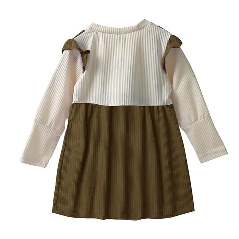 Full Sleeve Winter Woolen Mini Dress Frock with Detachable Soft Plush Toy for Girls