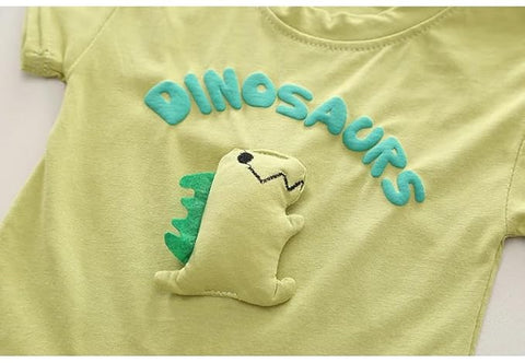 Boy Cotton 3D Dino Printed T-shirt & Short Set