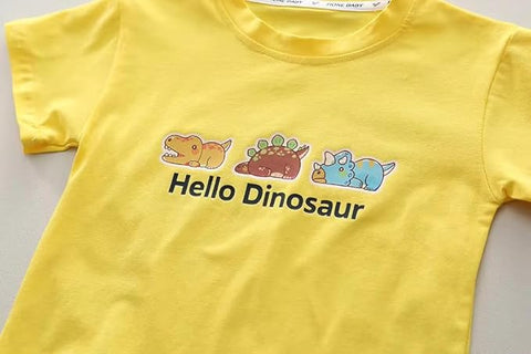 Kids Dinosaur T-Shirt & Denim Shorts Set with Crossbody Bag