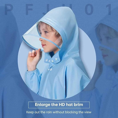 Kids Astronaut Print Hooded Raincoat With Storage Pouch