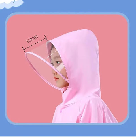 Kids Cute Bunny Printed Raincoat With Storage Pouch