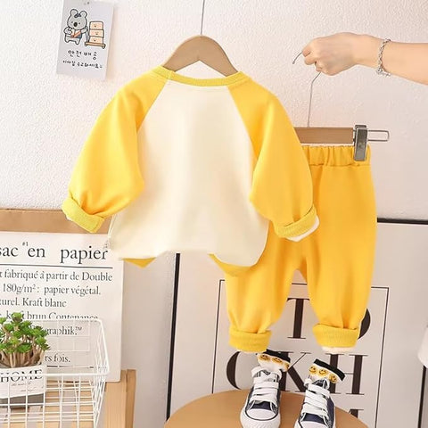 Kids 3D Cartoon Pocket Sweatshirt & Pant Set