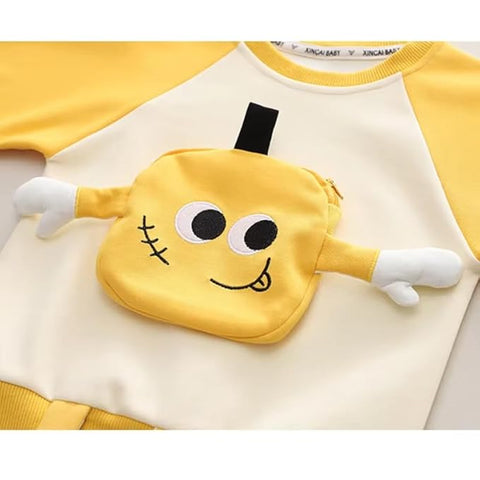 Kids 3D Cartoon Pocket Sweatshirt & Pant Set